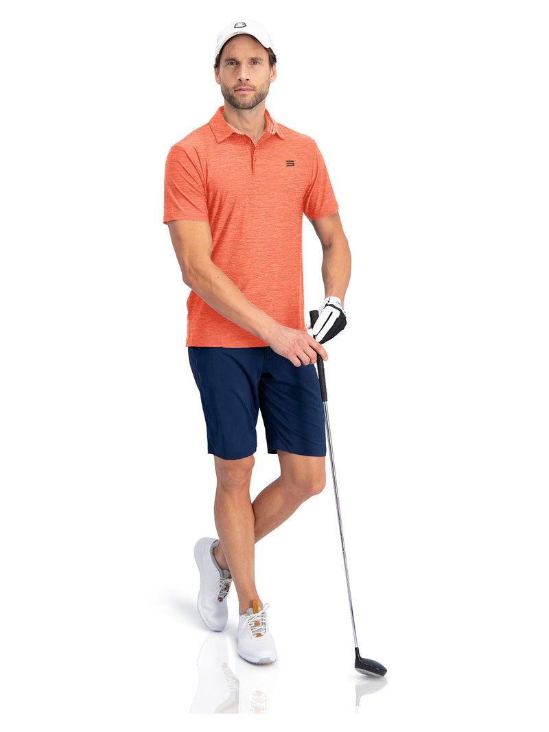 Three Sixty Six Golf Shirts for Men - Dry Fit Short-Sleeve Polo, Athletic Casual Collared T-Shirt Orange - Image 4